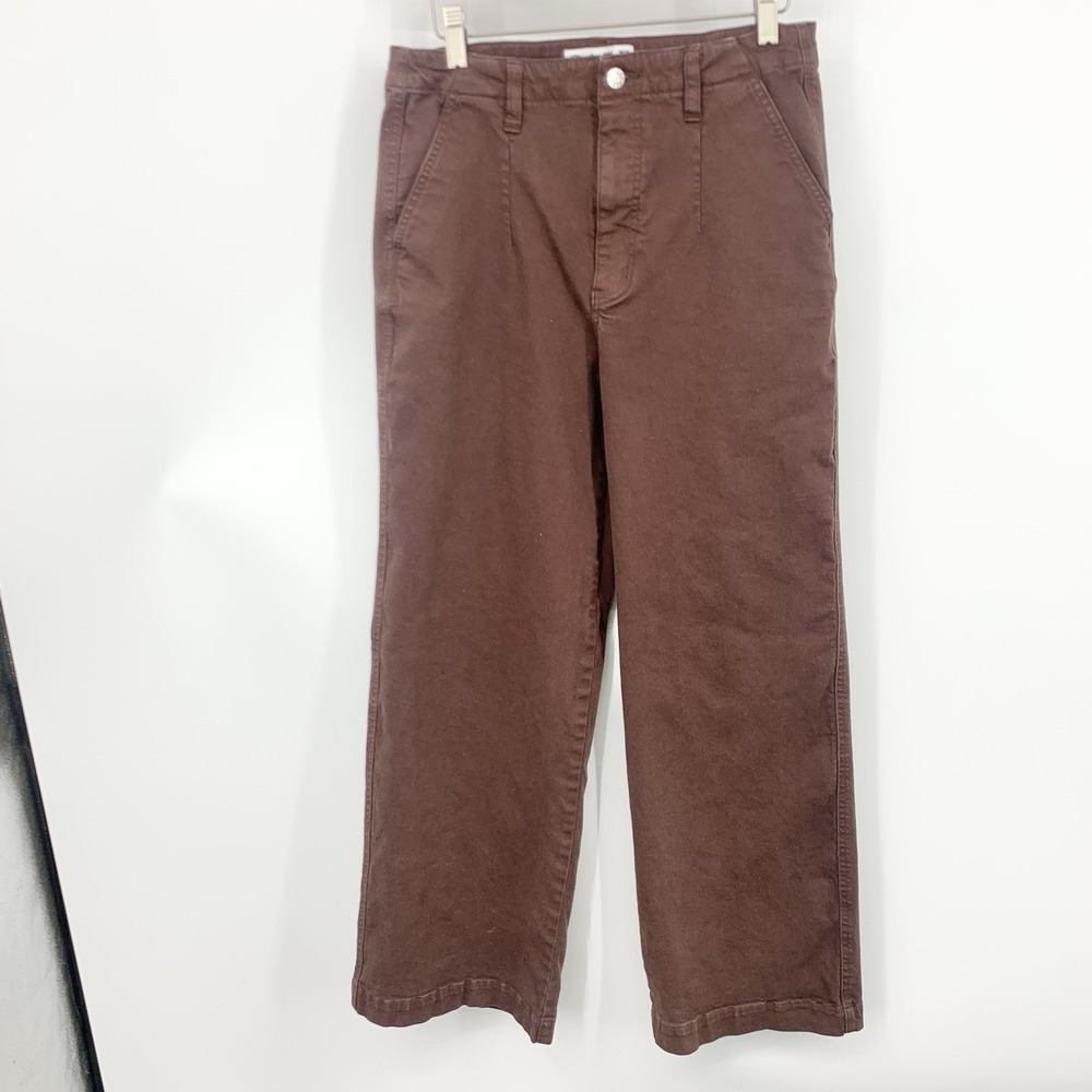 Daze‎ Women Size 28 Petite Jeans Brown Straight Leg Pants Hug Stretch High Rise